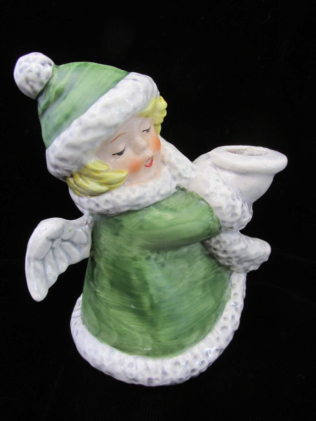 Goebel Angel Candle Holder Christmas Figurine Green 4 Inches Tall