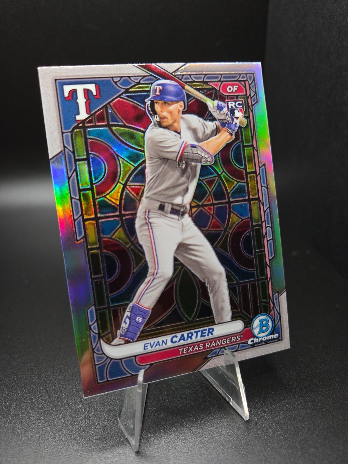 2024 Bowman Chrome Evan Carter RC SSP Refractor Etched In Glass Rangers ROOKIE