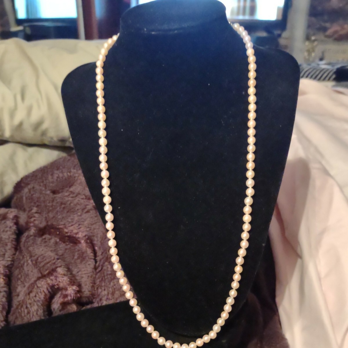 ★早期完売★VINTAGE HOLLYWOOD★5-way Knotted Pearl Necklace Vintage 1950s Pearl Necklace 5mm wide knotted 14 Karat Gold