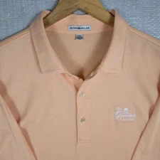 PETER MILLAR x GREENBRIER WEST VA Size 2XL Mens Orange Stripe Polo Shirt Cotton