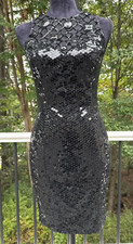 Niteline by Della Roufogali Black Sequin Sleeveless Sheath Cocktail Dress Sz 4