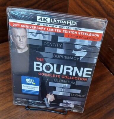 Bourne 5 Movie Collection Steelbook (4K+Digital) NEW-PROTECTIVE SLEEVE-Free S&H!