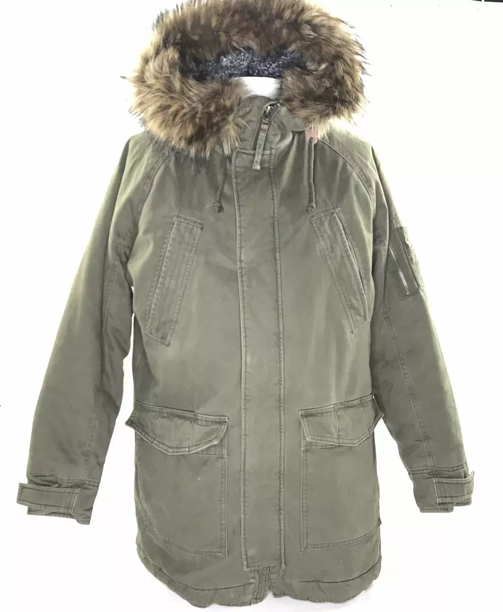 Hollister Men s Military Fishtail Parka Removable Sherpa Lining