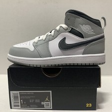 Jordan 1 Mid Light Smoke Grey Pre School Size 1Y New 640734-078 Air Jordan Kids