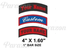 Custom Embroidered 4" Top Rocker Motorcycle Biker Name Tag Sew on Patch (A)