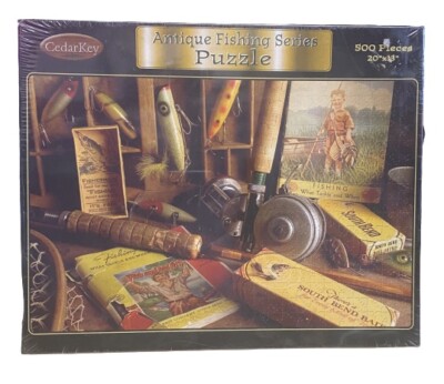 Cedar Key 500 Piece Jigsaw Puzzle Antique Fishing Series, New Sealed!