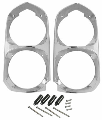 RestoParts Chrome Headlight Bezel Set 1966-1967 Pontiac GTO Lemans Tempest