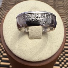 Handcrafted US Quarter Coin Ring Size 6 New Jersey 1999