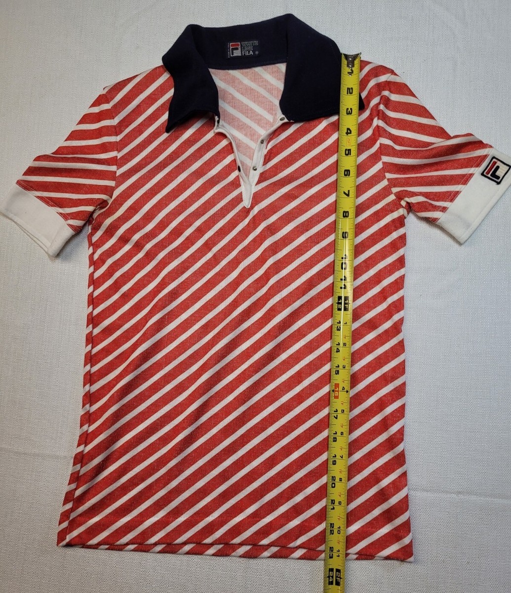 Danii18 様　80s vintage FILA ITALY つなぎ　レトロ Vintage Fila Red Striped White Line Polo Made In Italy Rare Metal