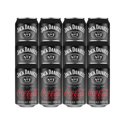 Jack Daniels perfectly mixed with Coca Cola Zero Sugar 330ml 12er Pack