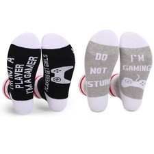 2 PACK Novelty Cotton Socks Do Not Disturb Gaming Sock Funny for Men Women Gamer