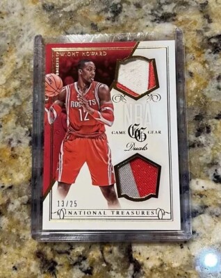 Dwight Howard National Treasures Jersey Logo Patch Jumbo Game Gear /25 Relic Duo