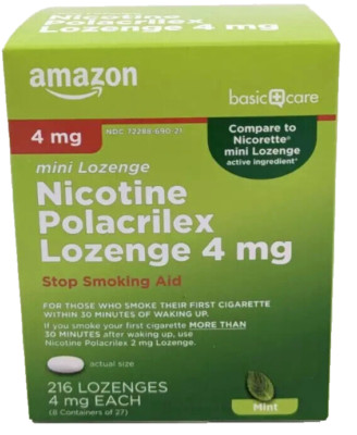 Amazon Basic Care Mini Lozenge Nicotine Polacrilex 4 mg 216 Lozenges Exp 07/27