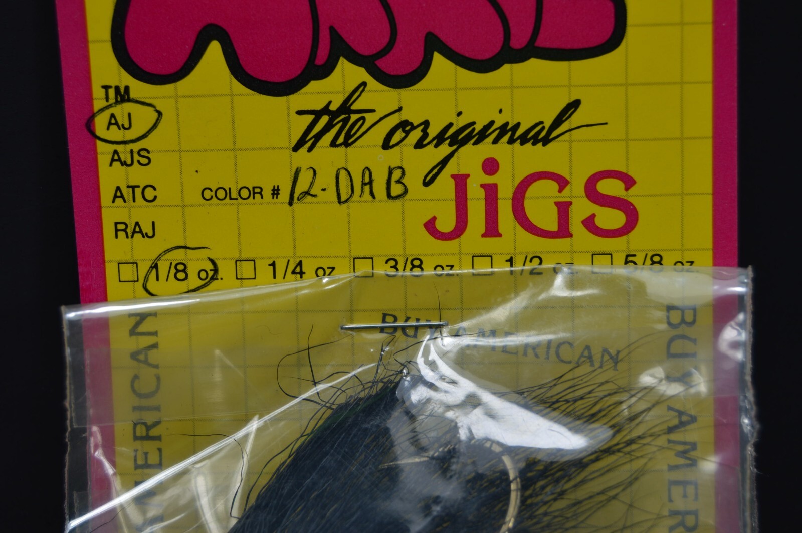 Arkie Original Jigs Lure,Weedless AJ,1/8 Oz,Black & Red,6 On Card,New