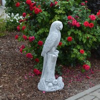 Papagei Vogel Raumdeko Steinfigur H.87 Cm Grau 43 Kg WeißBeton Frostsicher