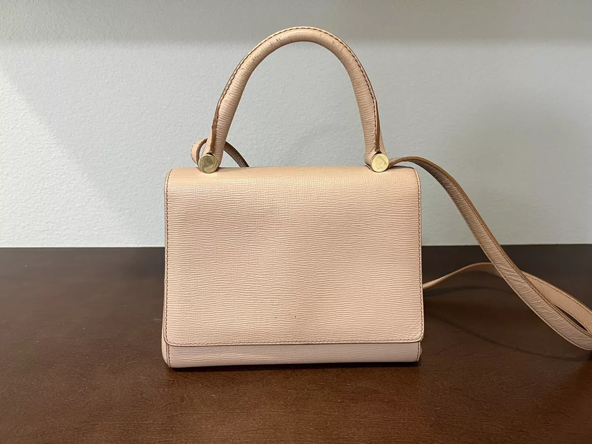 Max Mara J bag Pink Leather Satchel Shoulder Hand Bag Made In ITALY