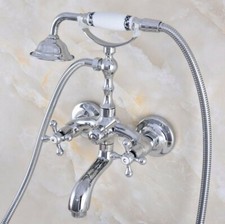 Polished Chrome Bathroom Tub Faucet Hand Shower Bathtub Filler Tap Swivel Spout