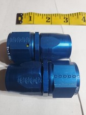 (2) 12AN Straight Hose End Fitting Swivel Aluminum Blue/Blue N.O.S. Made In USA