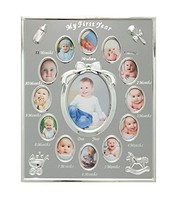 Tiny Ideas Baby's First Year Picture Frame, Silver, New, Free Shipping on sale Tiny Ideas Baby's First Year Picture Frame, Silver, New, Free Shipping on sale
