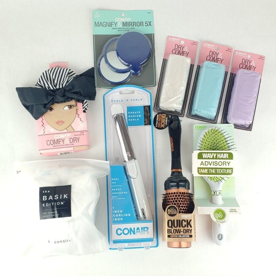 Conair Mix&Match Basik TowelShower CapMagnify Mirror 5XWavy Detangle