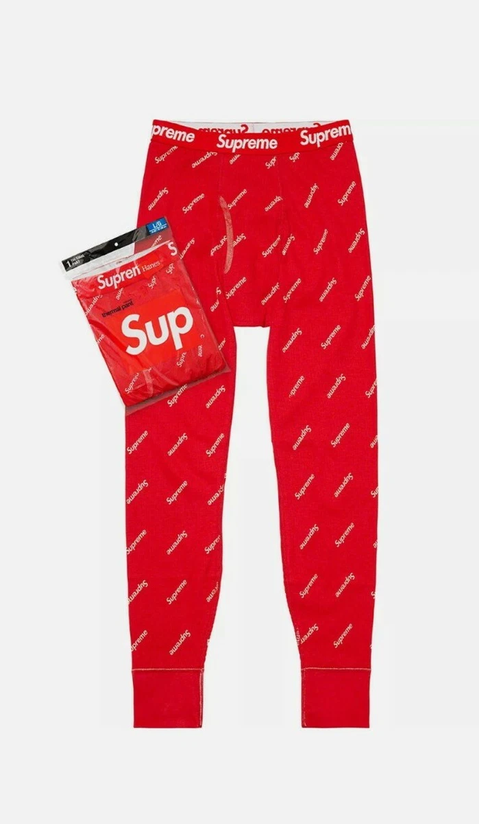 SUPREME HANES THERMAL PANT RED LOGO SZ XL FW20 WEEK 13 pants pjs bottoms NEW