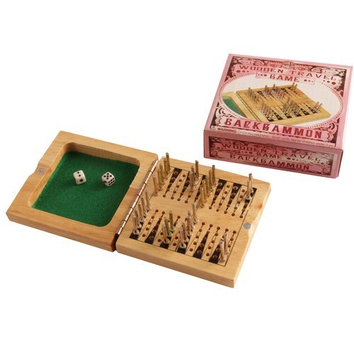 HOUSE OF MARBLES - MINI WOODEN TRAVEL GAME - BACKGAMMON - NEW - Picture 2 of 2