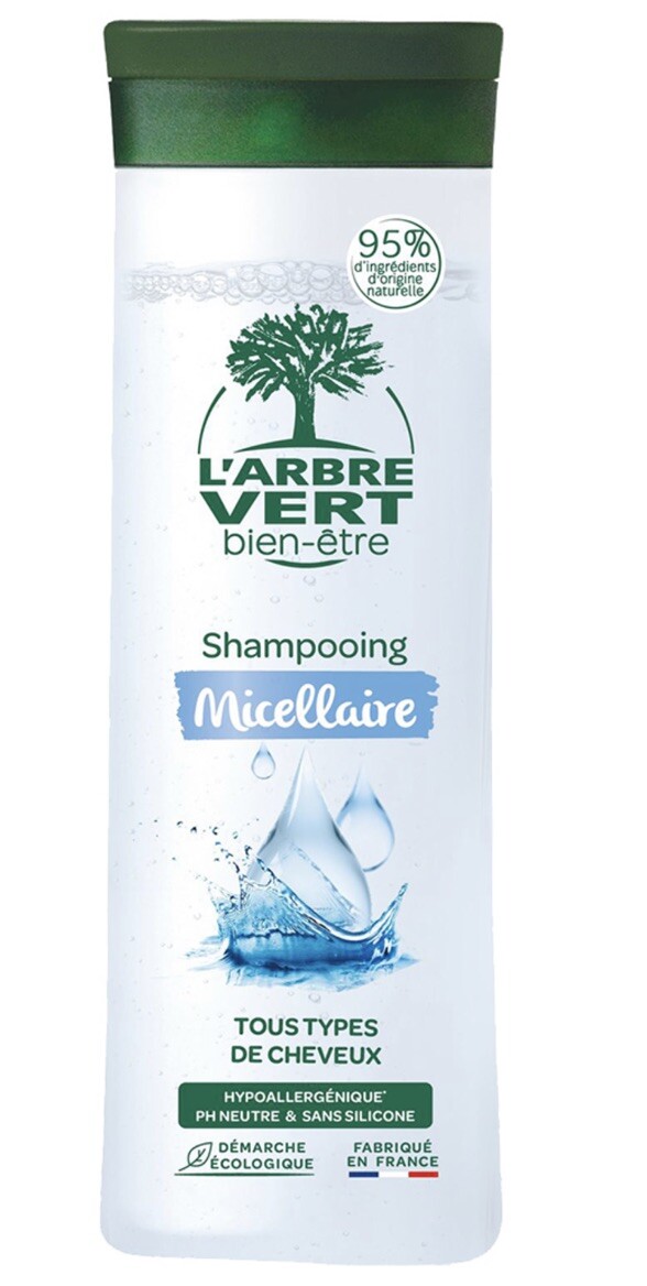 Shampooing micellaire doux L'ARBRE VERT lot de 3 pour purifier et illuminer les cheveux