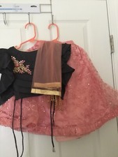 Designer Beautiful Net lehenga choli with dupatta,Dress ForGirl  s Pink/Black New