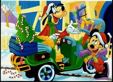 MICKIE MOUSE AND GOOFY, VINTAGE COLLECTIBLE CHRISTMAS CARD.