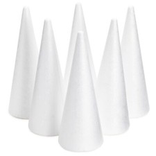 6 Pack White Crafting Foam Cones for DIY Art Projects  Holiday Decorations -...
