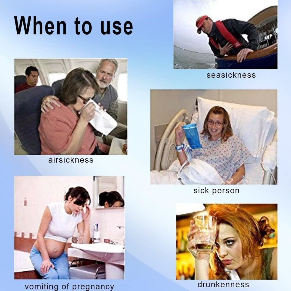 30PCS Disposable Emesis Vomit Puke ThrowUp Barf Bags Air Sea Car