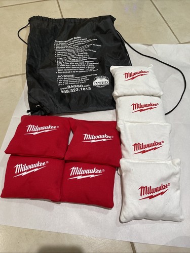 Milwaukee Tool Cornhole BAGGO Bean Bag Toss 4-RED/4-WHITE PROMO NEW