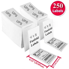 250 Fanfold 4x8 Direct Thermal Label. High Quality. Certified by UPS 4"X8" Label