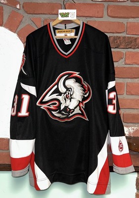 Vintage 90s NHL KOHO Buffalo Sabres STEVE SHIELDS #31 Black/Red Goathead  Jersey