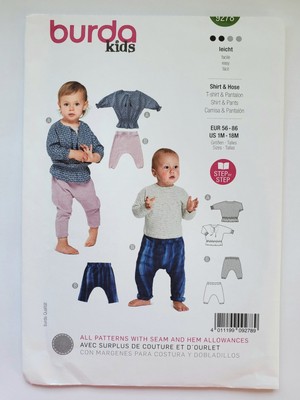 Burda Kids 9278 Knit Shirt Boho Top Harem Pants Pattern Size 1M To 18M New