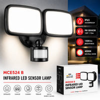 LED AußEnleuchte 20W PIR Bewegungsmelder IP65 1500Lm 4000K Schwarz Wandleuchte