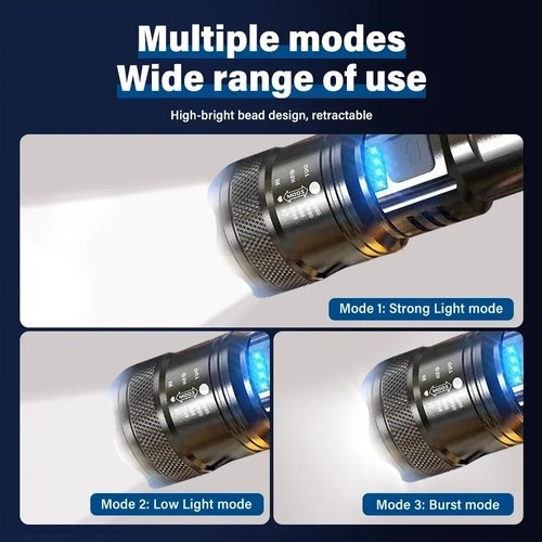 High Strong Power Led Flashlights 2000LM Tactical Torch with Display Light USB C - Picture 3 of 11