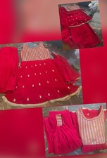 New Girls 3 Pcs Red Sharara Outfit Set Size 28  8-9 Yrs Cocktail Wedding Party