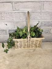 Vintage Wicker Basket with Handle Braided Band Cottage Farmhouse Decor