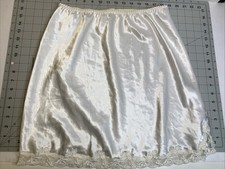Vintage Victoria's Secret Half Slip White Satin Lace Floral Sz M Coquette