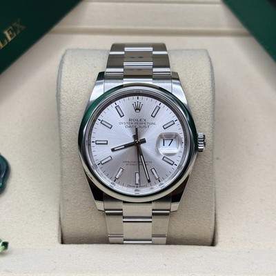 Rolex Datejust 36 NEW 2026 Silver Index Dial Stainless Steel Smooth Bezel Oyster