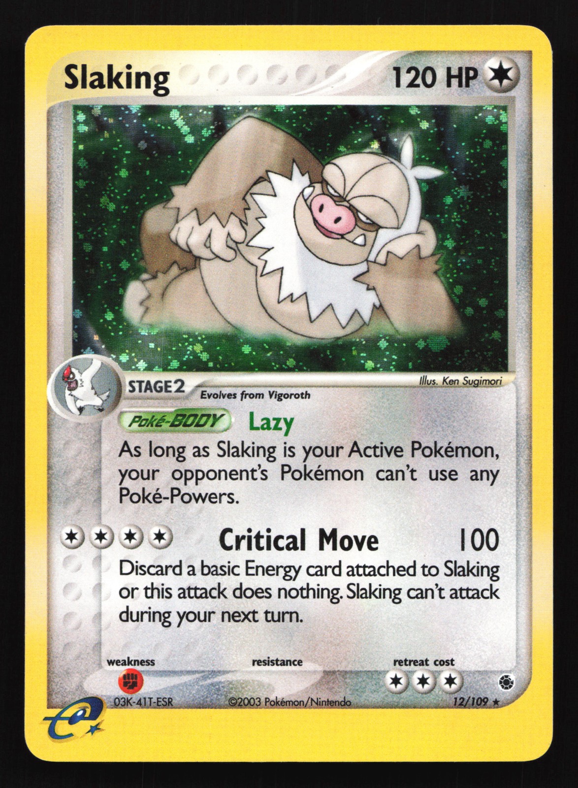 Slaking 12/109 Ruby and Sapphire Holo Rare Pokemon Card