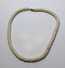   VINTAGE  15" White Puka Shell Neckace - Hawaiian Style Surfer Necklace 1990  s 