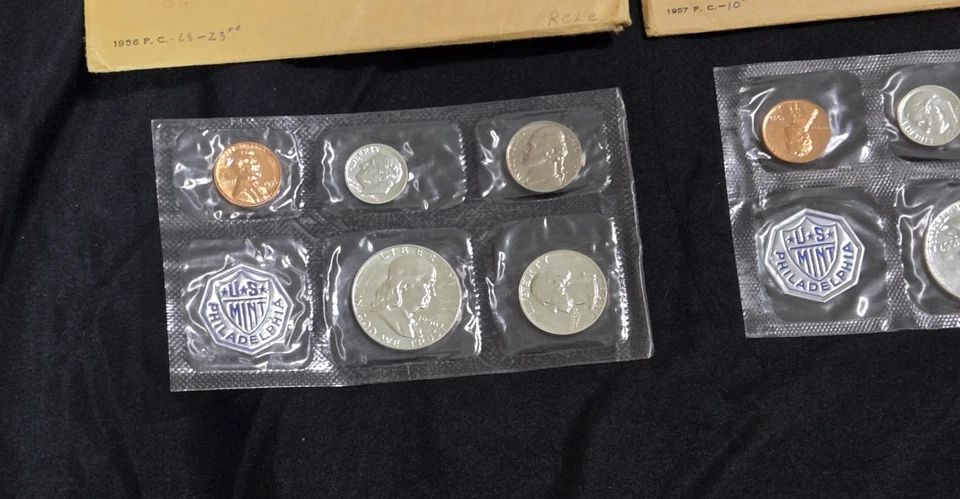 US Mint Lot of 4 Silver Proof Sets! 1956 1957 1960 Large & Small Date! 20 Coins! - Image 3 of 4