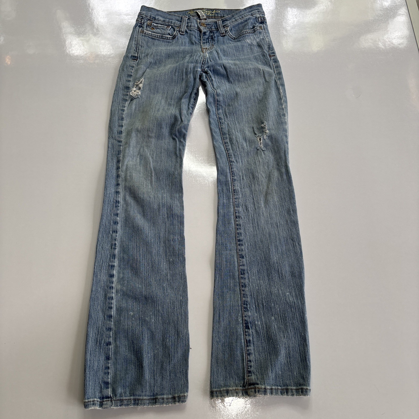 Abercrombie & Fitch Light wash slim bootcut ultra low rise denim jeans 25x31