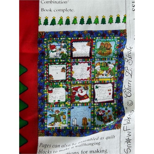 Vintage Christmas Fabric Book Panel Sewing Snowflakes Crafts Cookbook Holiday