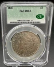 1887 MORGAN SILVER $1 "CAC MS61" Sharp Coin !!!