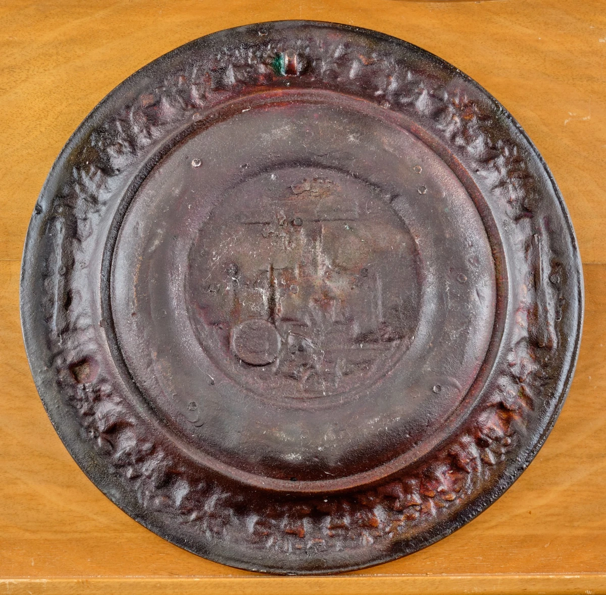Vintage Wandteller mit Schloß Wernigerode Kupfer oder Bronze? etwa 100 Jahre alt