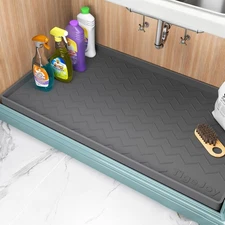34x22 Under Sink Mats for Kitchen Waterproof, Leak-Proof Silicone Sink Protector