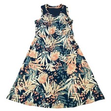 Title Nine Tropical Floral Athletic Dress Navy Peach Mesh Racerback Small S